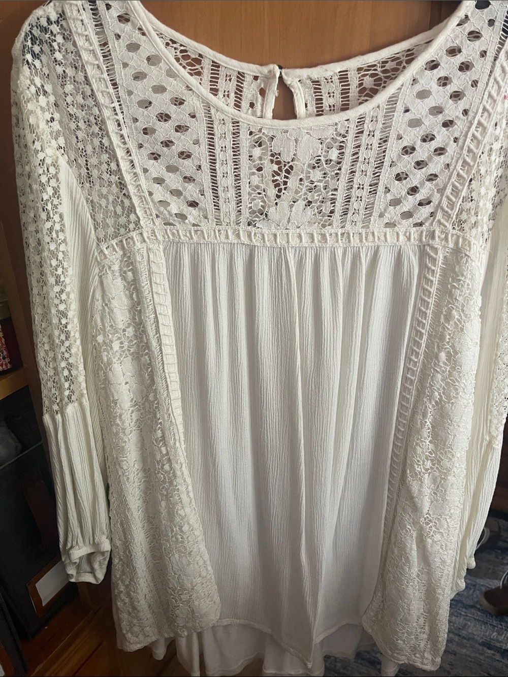 Knox Rose Ivory Lace Boho Blouse
